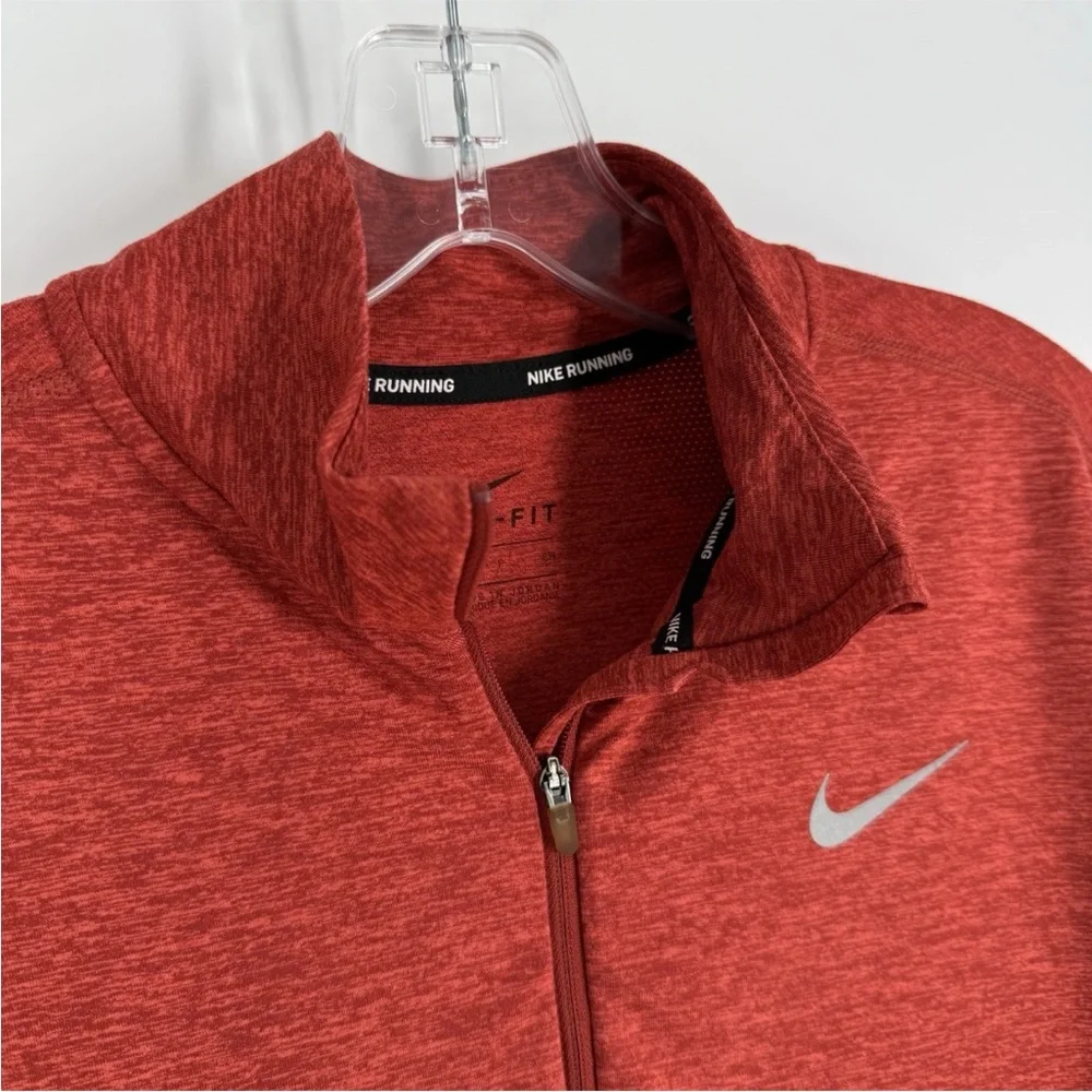 Nike Running Shirt Womens Size Small Copper Dri-Fit Stretch 1/4 Zip Thumbholes